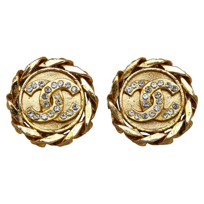 Chanel Strass CC Clip On Earrings Metal Earrings in Good condition
