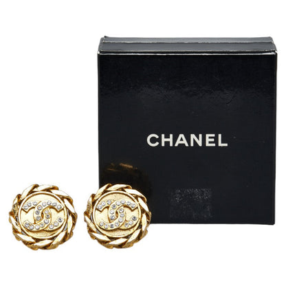 Chanel Strass CC Clip On Earrings Metal Earrings in Good condition