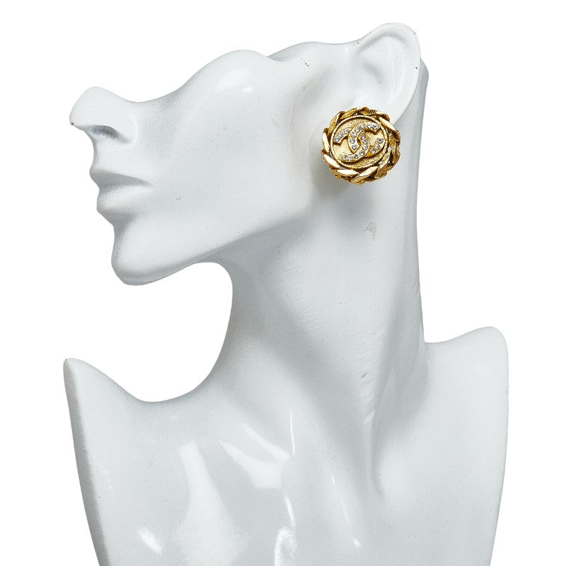 Chanel Strass CC Clip On Earrings Metal Earrings in Good condition