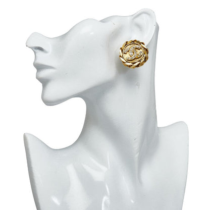 Chanel Strass CC Clip On Earrings Metal Earrings in Good condition