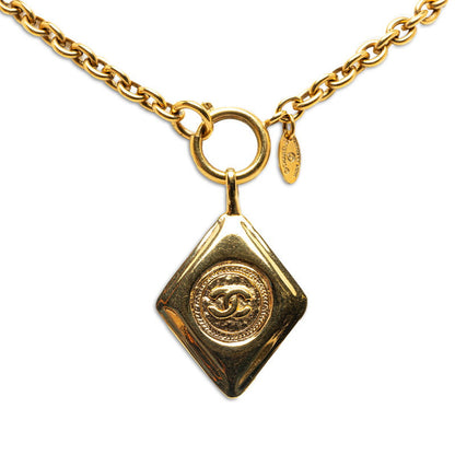CC Diamond Frame Pendant Necklace - '10s