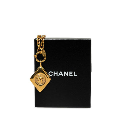 CC Diamond Frame Pendant Necklace - '10s