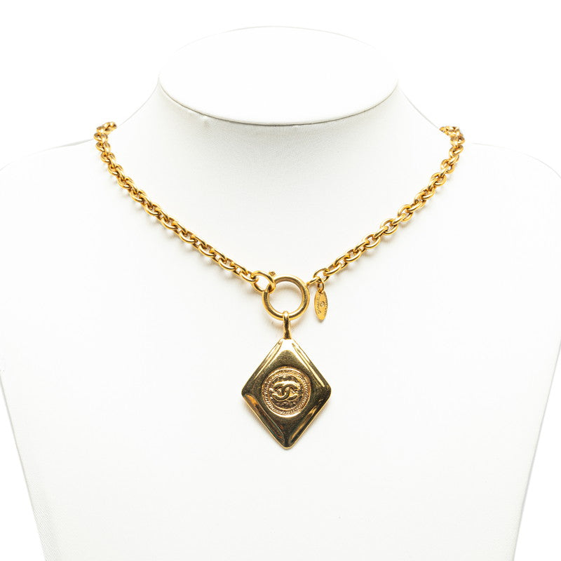 CC Diamond Frame Pendant Necklace - '10s