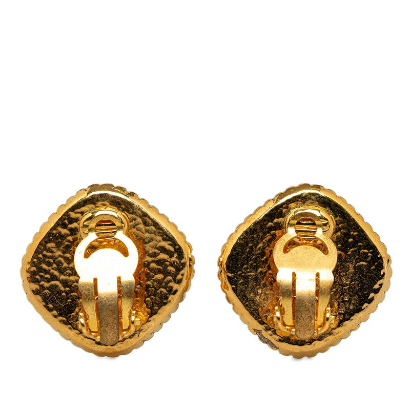 CC Diamond Frame Clip On Earrings - '10s