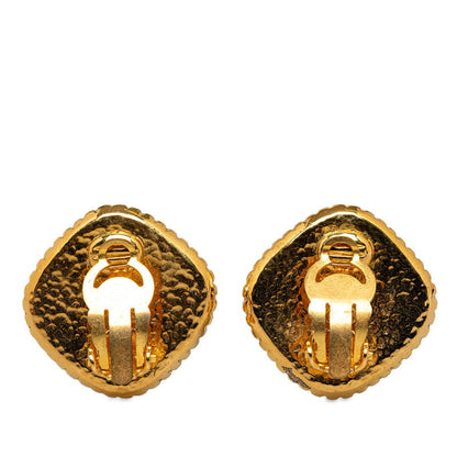CC Diamond Frame Clip On Earrings - '10s