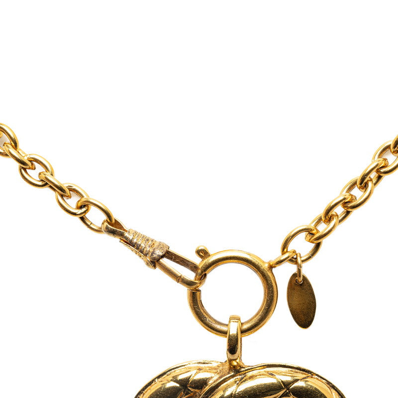 Chanel Quilted CC Logo Pendant Necklace Metal Necklace in Good condition
