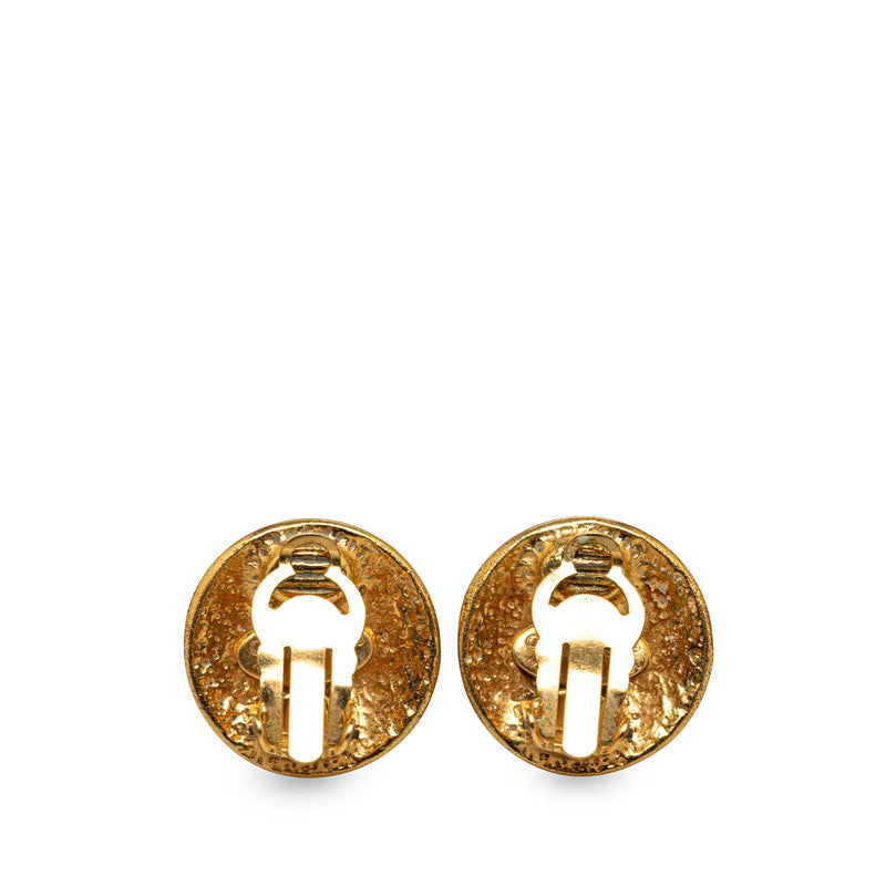 Chanel Gold Plated Coco Mark Vintage Earrings 94P