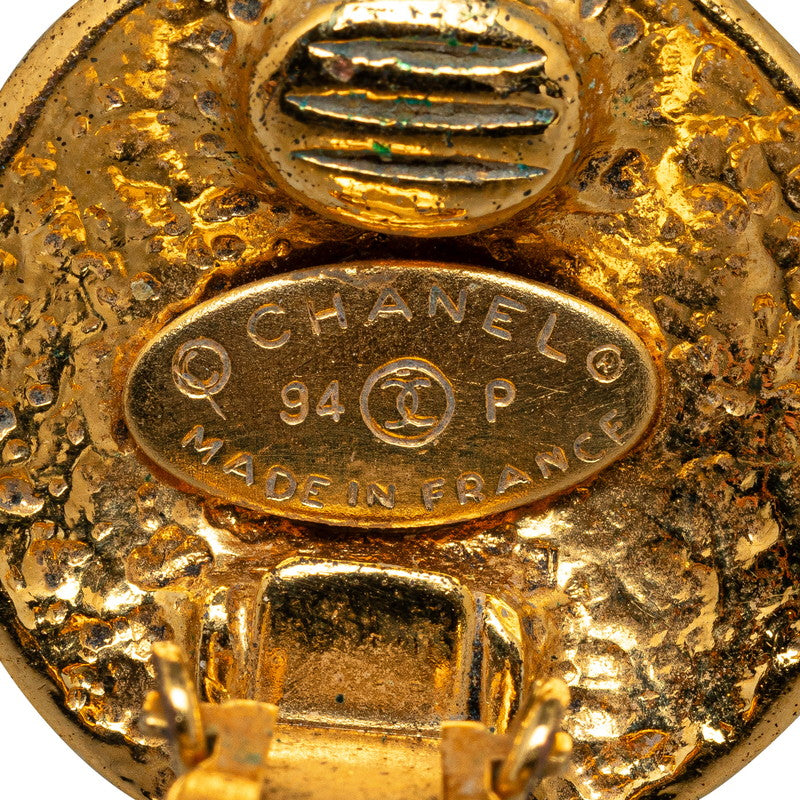Chanel Gold Plated Coco Mark Vintage Earrings 94P
