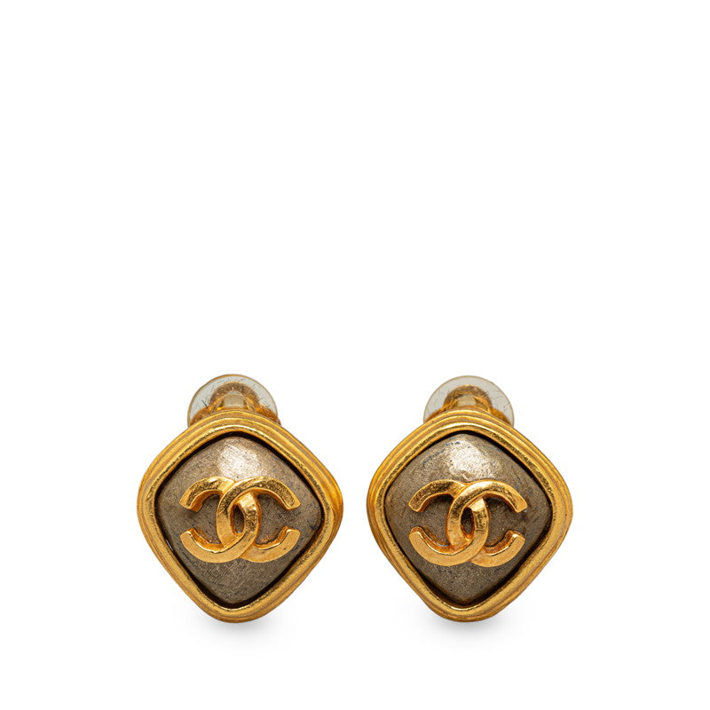 CC Diamond Frame Clip On Earrings - '10s