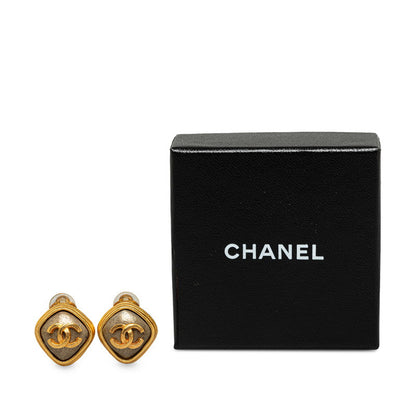 CC Diamond Frame Clip On Earrings - '10s