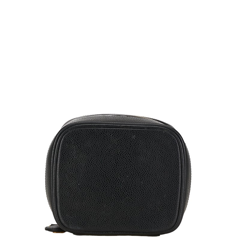 Chanel CC Caviar Vanity Case Leather Handbag in Good condition