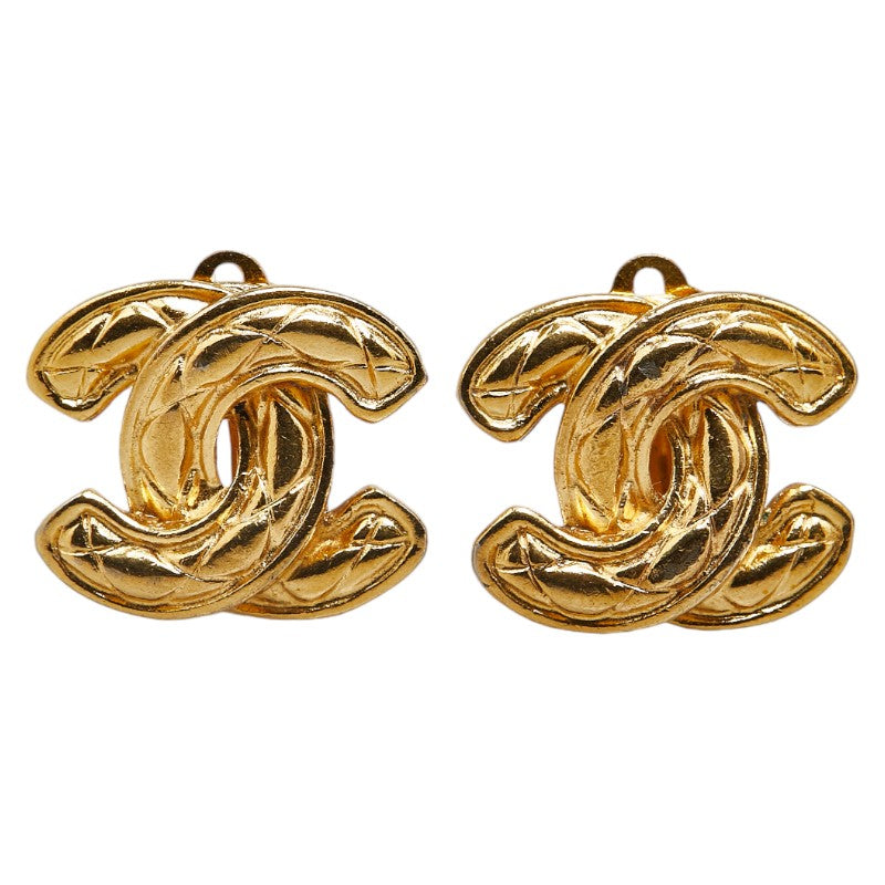 Chanel Quilted CC Clip On Earrings Metal Earrings in Good condition
