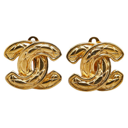 Chanel Quilted CC Clip On Earrings Metal Earrings in Good condition