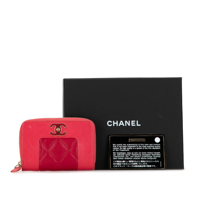 Chanel Mademoiselle Wallet Leather Coin Case in Good condition