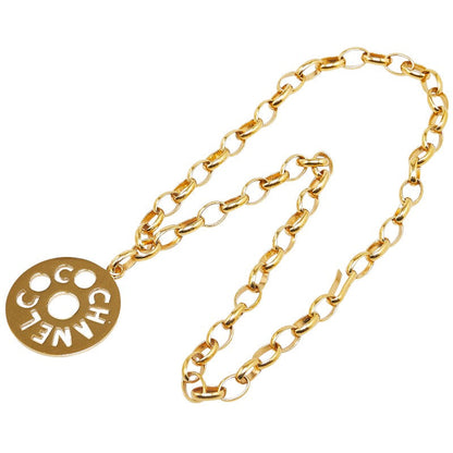 Chanel Round Plate Logo Chain Necklace Metal Necklace in Excellent condition