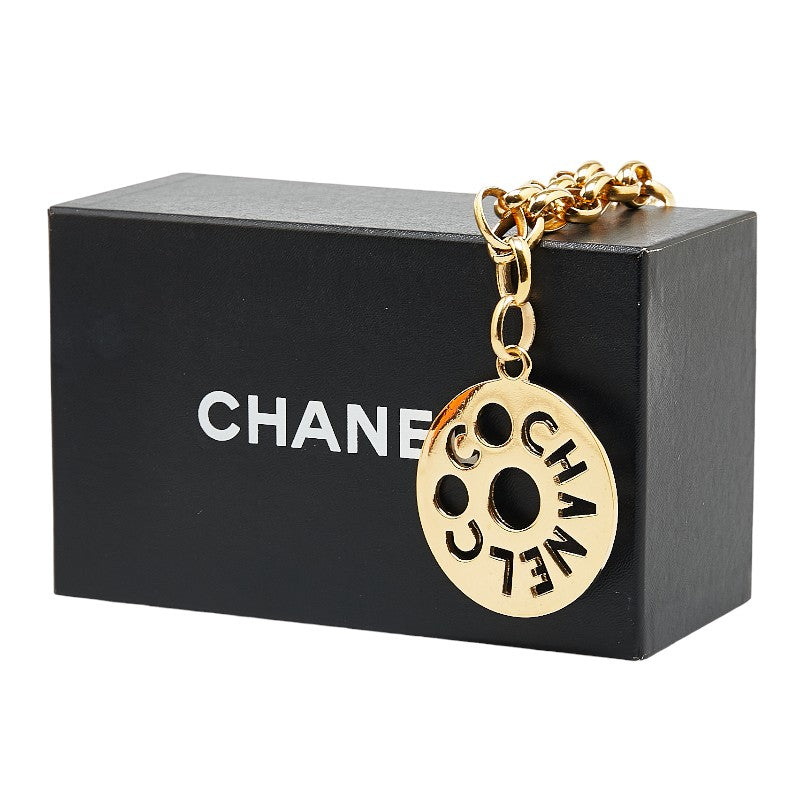 Chanel Round Plate Logo Chain Necklace Metal Necklace in Excellent condition