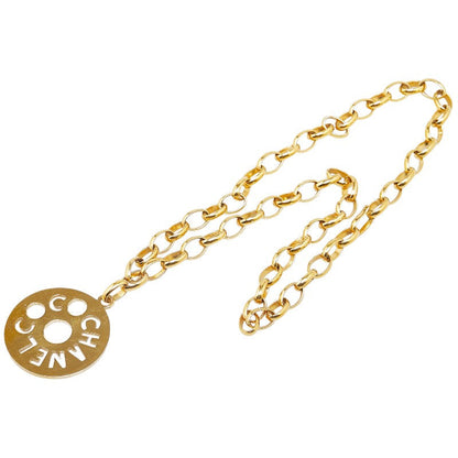 Chanel Round Plate Logo Chain Necklace Metal Necklace in Excellent condition