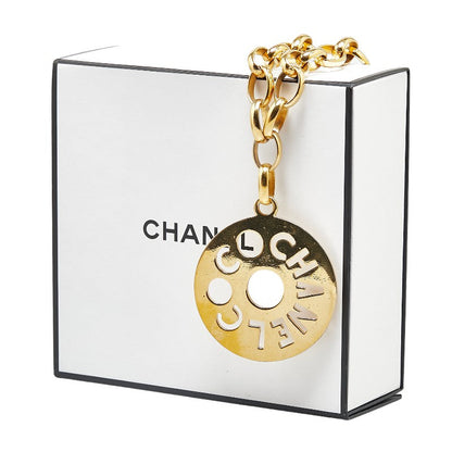 Chanel Round Plate Logo Chain Necklace Metal Necklace in Excellent condition