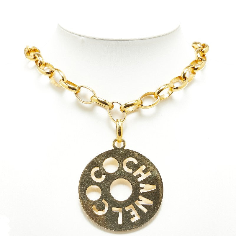 Chanel Round Plate Logo Chain Necklace Metal Necklace in Excellent condition