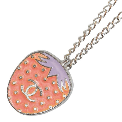 Chanel Silver CC Strawberry Pendant Necklace Metal Necklace in Good condition
