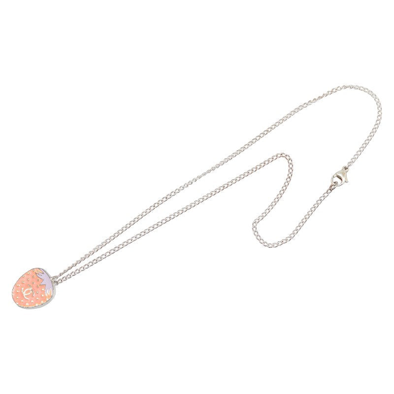 Chanel Silver CC Strawberry Pendant Necklace Metal Necklace in Good condition