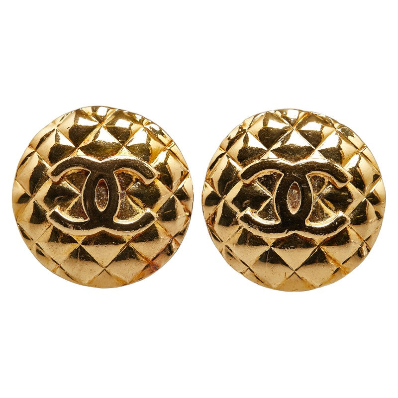 Chanel CC Quilted Clip On Earrings Metal Earrings in Good condition