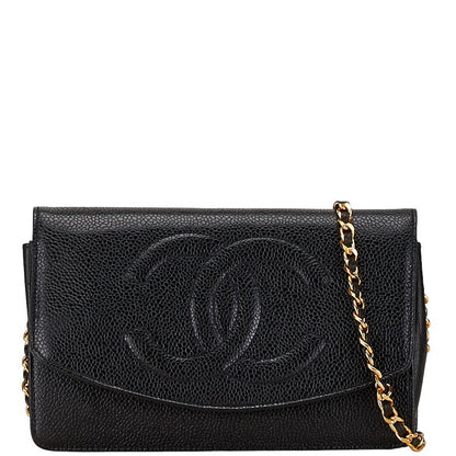 Chanel Coco Mark Caviar Leather Chain Wallet Shoulder Bag