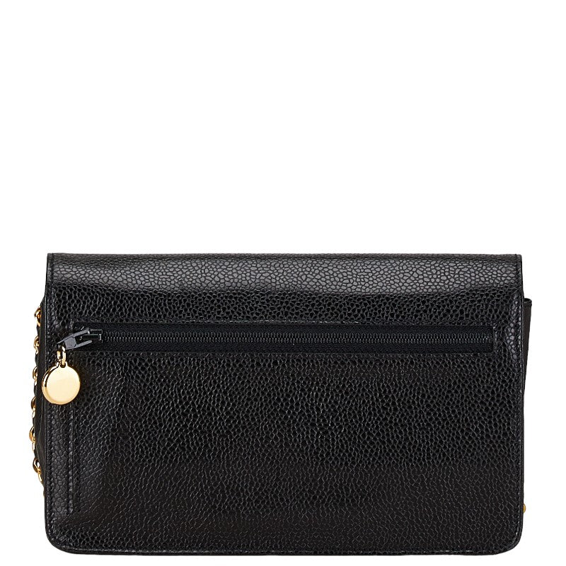 Chanel Coco Mark Caviar Leather Chain Wallet Shoulder Bag