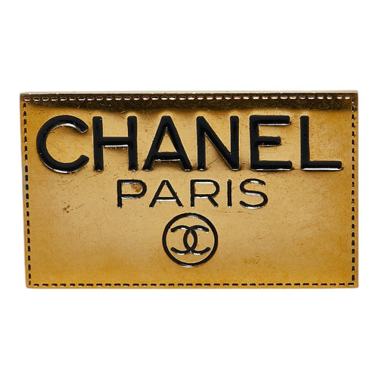 Chanel Gold Plated Logo Plate Coco Mark Brooch
