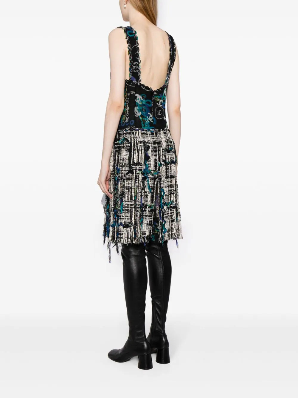 2007 Sleeveless Tweed Midi Dress