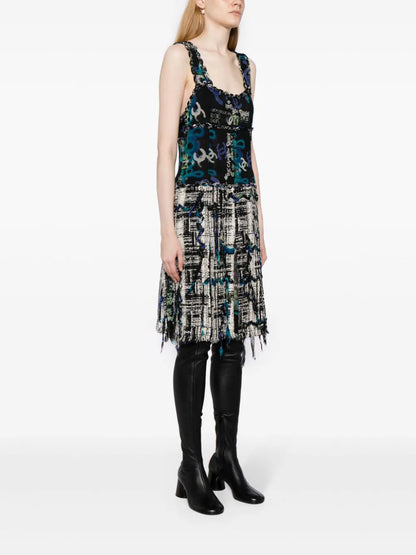 2007 Sleeveless Tweed Midi Dress