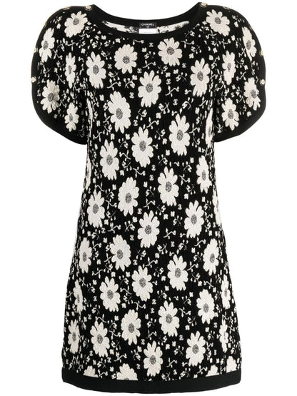 Floral-print Knitted Minidress