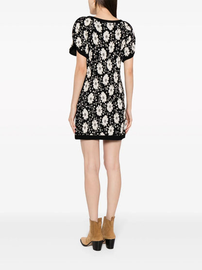 Floral-print Knitted Minidress