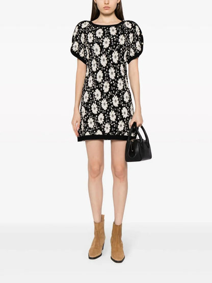 Floral-print Knitted Minidress
