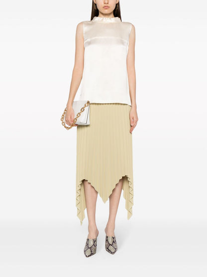 Mock-neck Sleeveless Silk Top