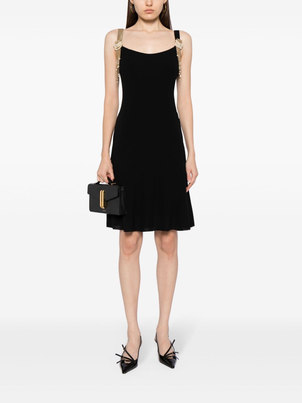 Chain-embellishment Silk Dress