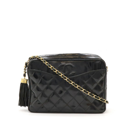 Chanel Patent Leather Matelassé Coco Mark Chain Shoulder Bag
