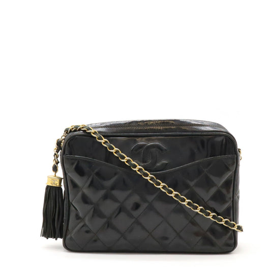 Chanel Patent Leather Matelassé Coco Mark Chain Shoulder Bag