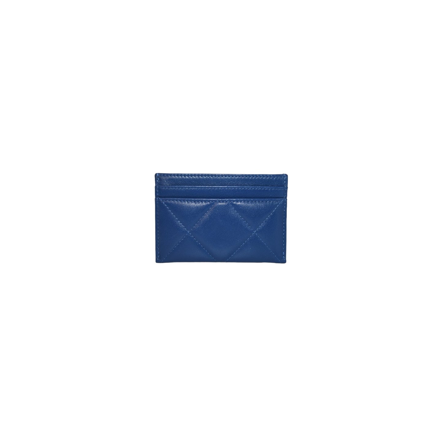 Chanel 19 Quilted Goatskin Card Holder Dark Blue