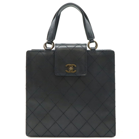 Chanel Leather Matelasse Coco Mark Handbag Black