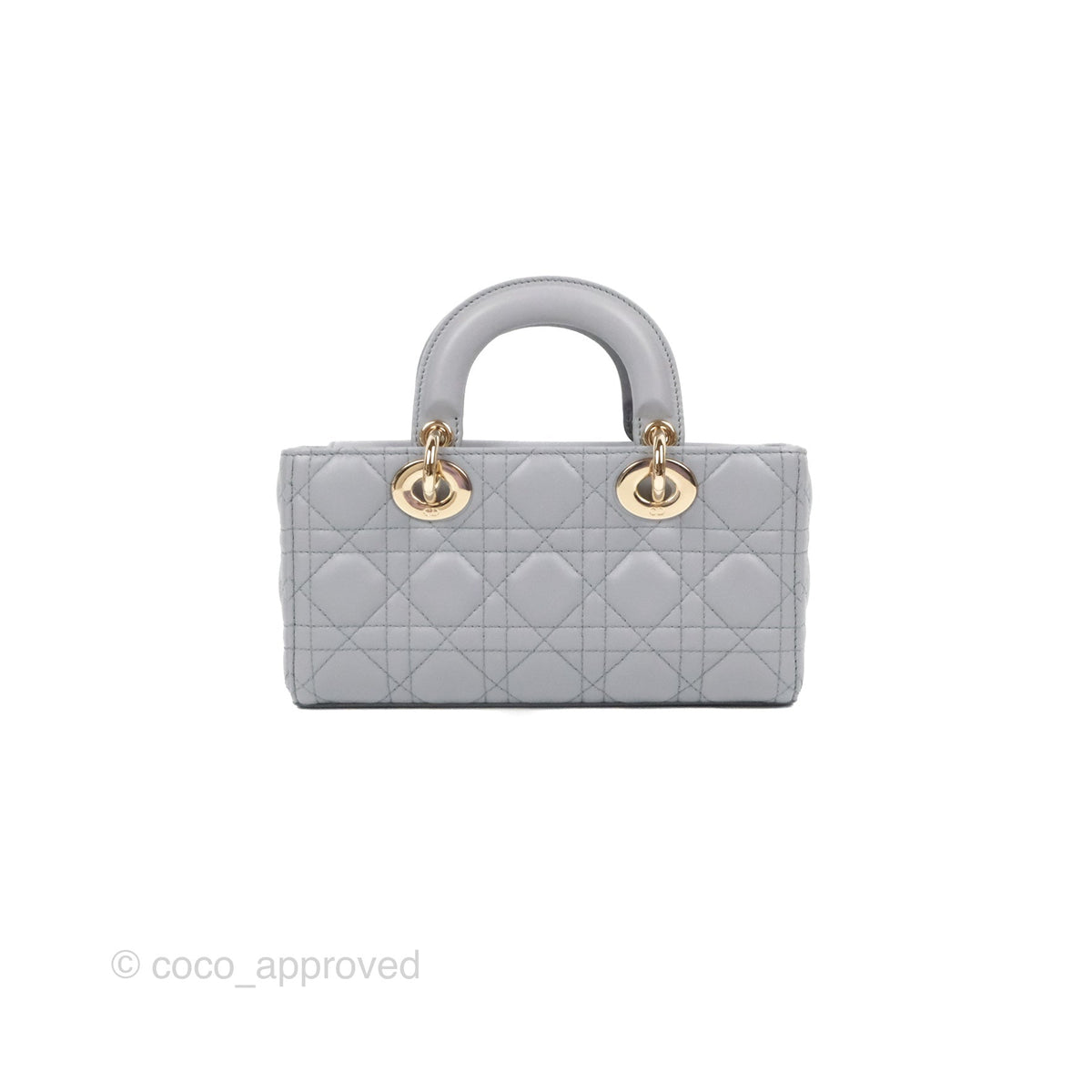 Dior Small Lady D-Joy Bag Grey Lambskin Cannage Gold Hardware