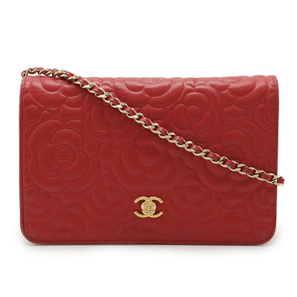 Chanel Camellia Caviar Chain Wallet Shoulder Bag