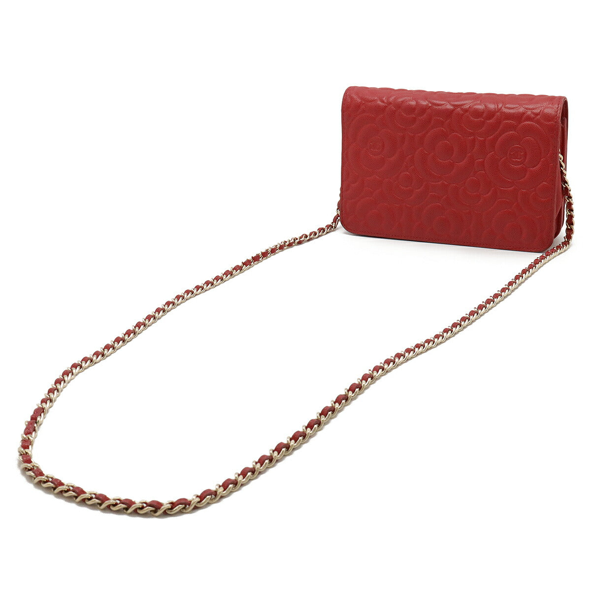 Chanel Camellia Caviar Chain Wallet Shoulder Bag