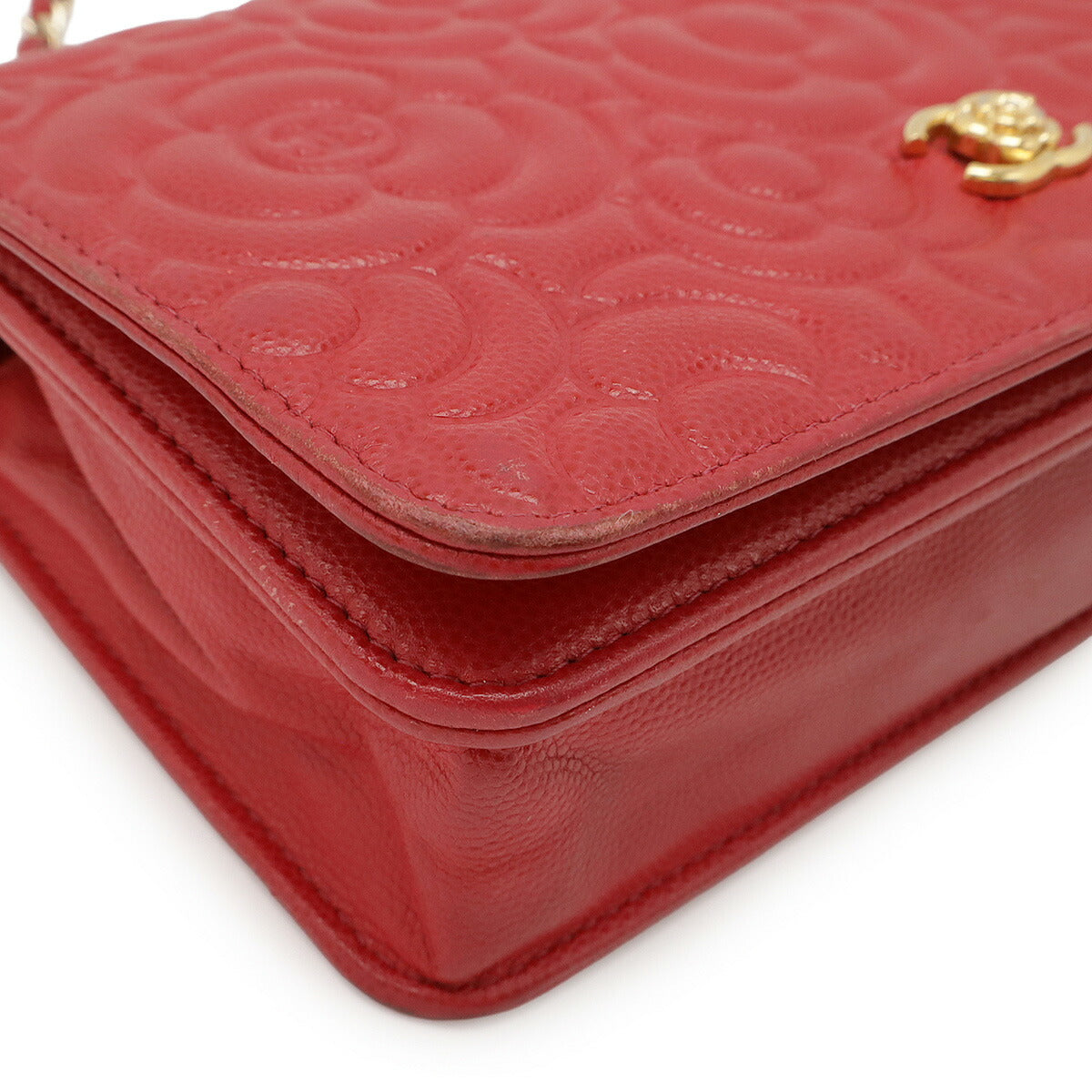 Chanel Camellia Caviar Chain Wallet Shoulder Bag