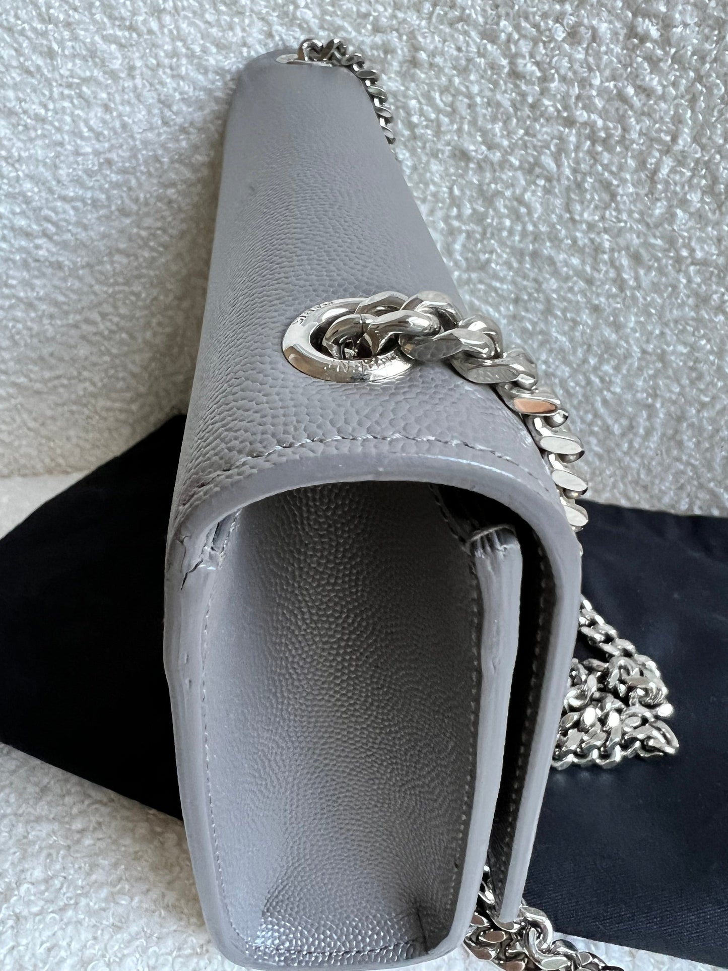 Yves Saint Laurent (YSL) Grey Small Kate with Silver Hardware