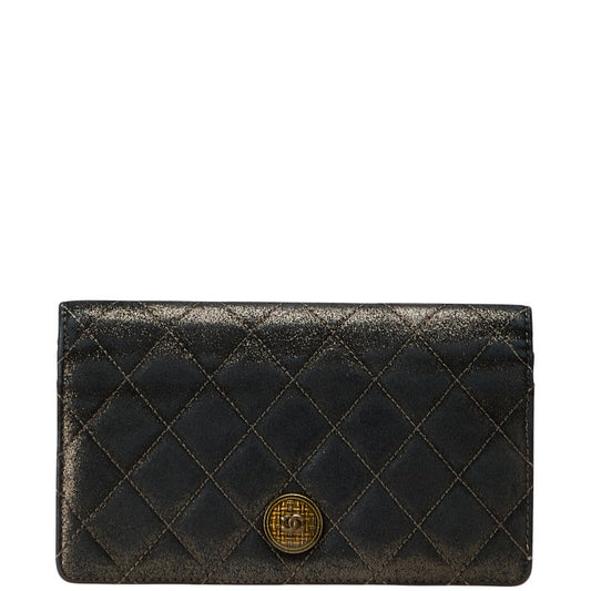 Chanel Coco Mark Matelasse Leather Long Wallet
