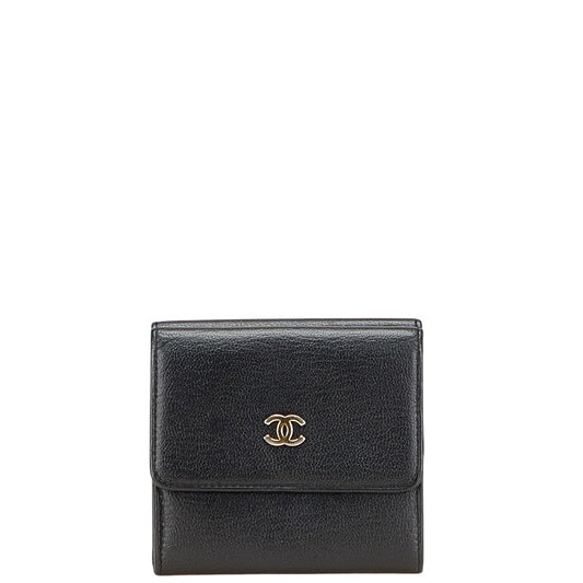 Chanel Coco Mark Trifold Wallet Leather Wallet