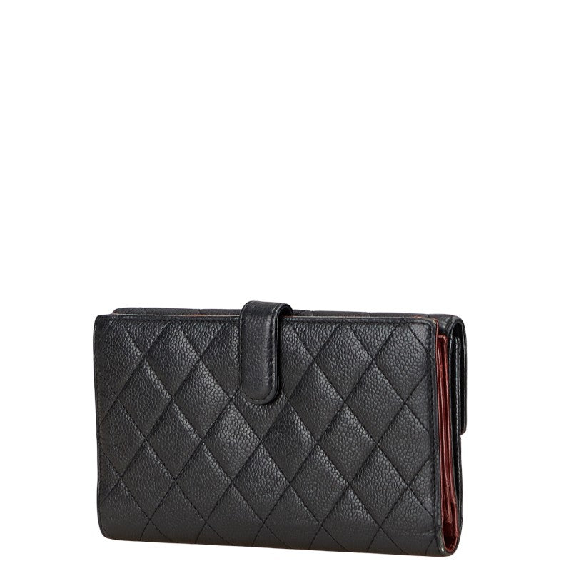 Chanel Coco Mark Matelasse Caviar Skin Long Wallet