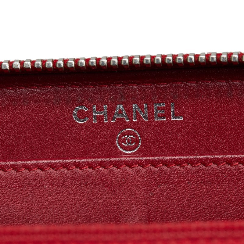 Chanel CC Patent Matelasse Zip Around Wallet  Leather Long Wallet in Good condition