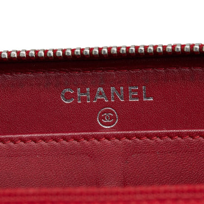 Chanel CC Patent Matelasse Zip Around Wallet  Leather Long Wallet in Good condition